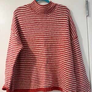 Anthropologie Red and White Striped Sweater